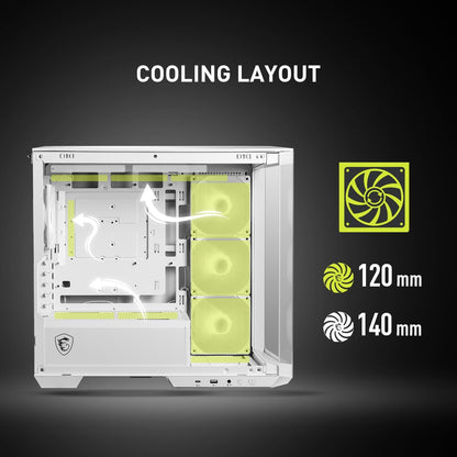 MSI MAG PANO M100R PZ White Mid-Tower Gaming Case Micro-ATX