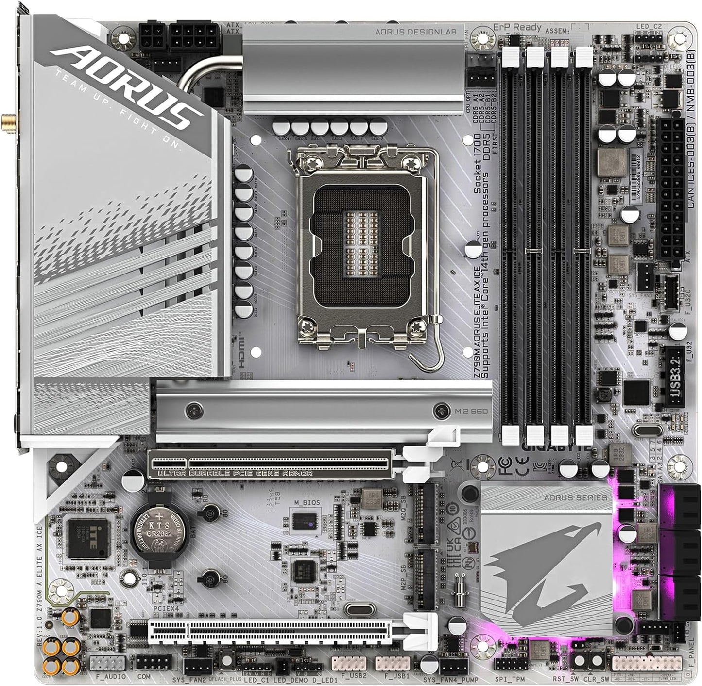 GIGABYTE Z790M AORUS Elite AX ICE Wifi 6E DDR5 LGA 1700 (Intel 12th, 13th, 14th Gen)